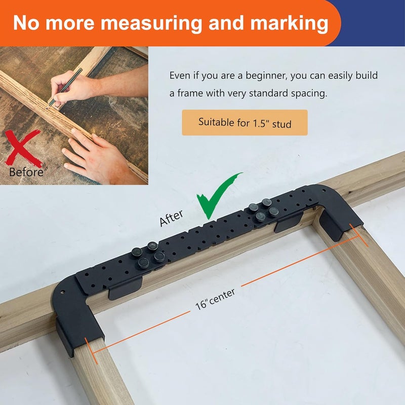 VANROUG 13 in 1 Framing Tools, 12-24 Inch Size-Adjustable Framing Stud Layout Tool Stud Framing Tool Precision Stud Layout Tool for Home DIY Projects, Frame Wall Precision Measurement Jig Tool - Image 4